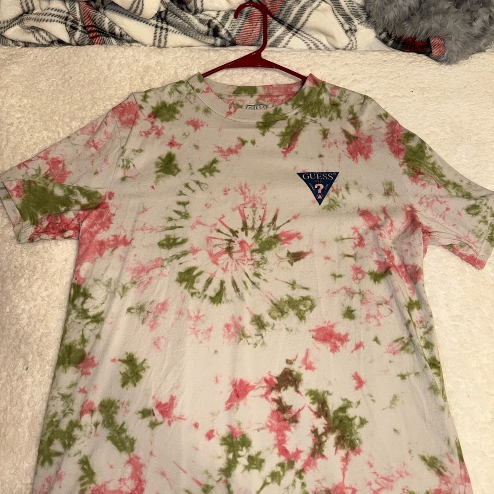 GUESS Men's Tie-Dye Shirt - Pink and Green